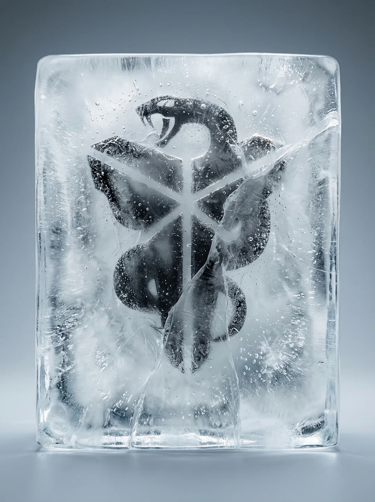 Emblema de marca encapsulado en hielo