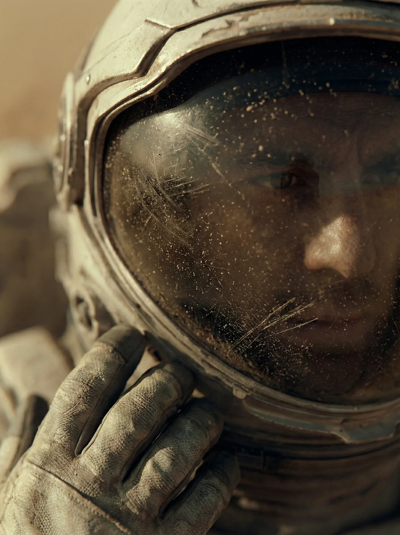 Fotograma cinematográfico: astronauta en primer plano