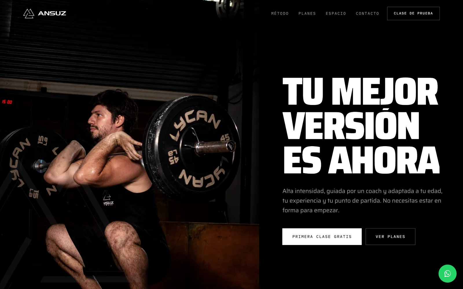 Portada del sitio de Ansuz Fitness
