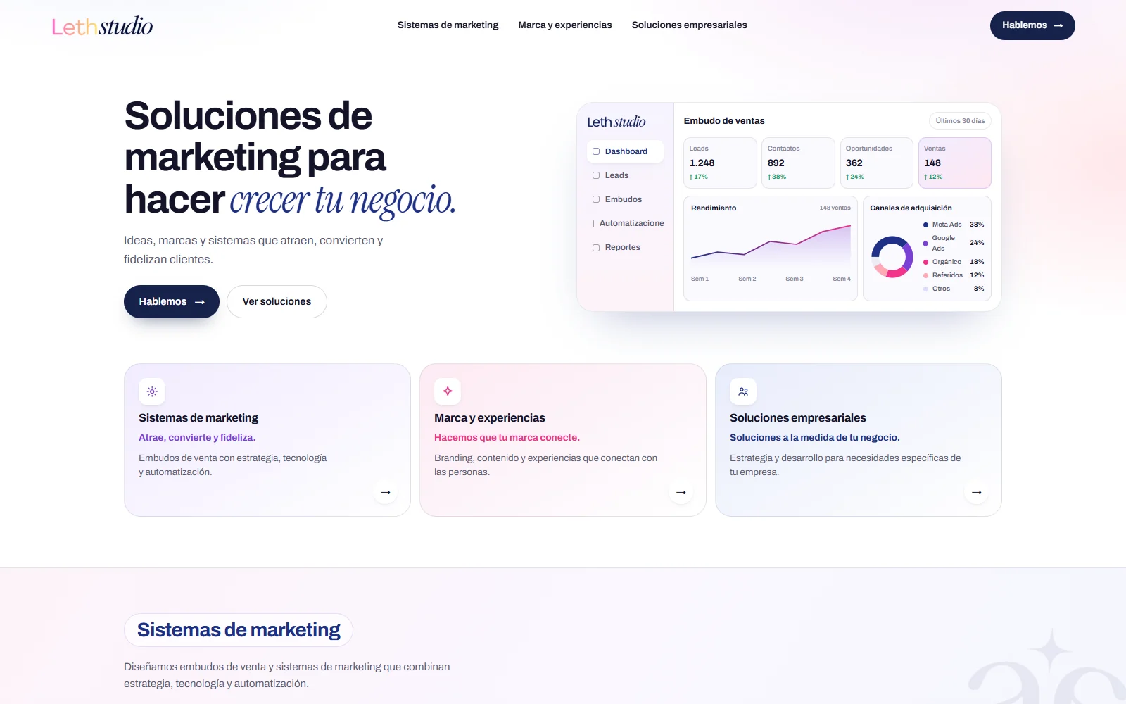 Portada del sitio de Leth Studio